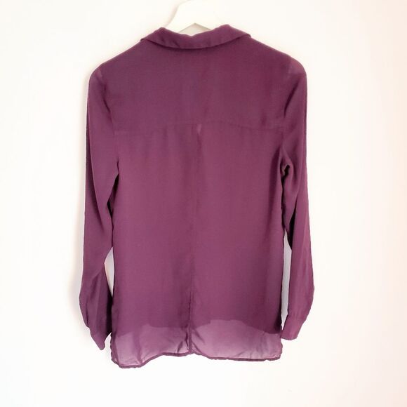 Trouve Purple Long Sleeve Blouse Size XS - Picture 2 of 3